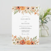 Invitation Mariage Automnal Botanique Rustique Sienne (Debout devant)