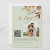 Invitation Mariage automnal botanique vert sauge code QR (Dos)