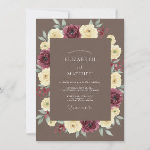 Invitation Mariage Automnal Brun Mocha Humeur