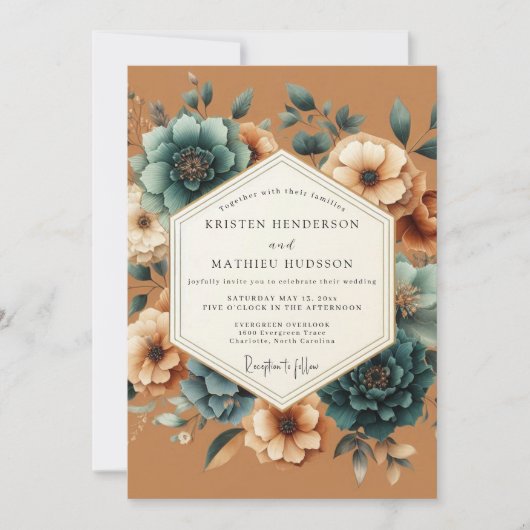 Invitation Mariage Automnal Brun-Rouge (Devant)