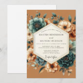 Invitation Mariage Automnal Brun-Rouge (Devant / Derrière)