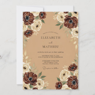 Invitation Mariage Automnal Camel Éteint