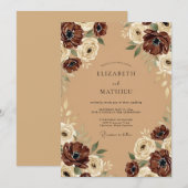 Invitation Mariage Automnal Camel Éteint (Devant / Derrière)