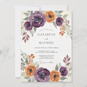 Invitation Mariage Automnal Captivant aux Prunes