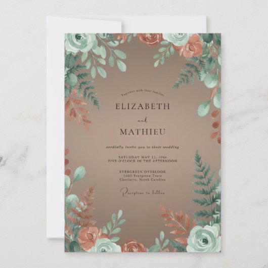 Invitation Mariage Automnal Caramel Atténué (Devant)