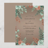 Invitation Mariage Automnal Caramel Atténué (Devant / Derrière)