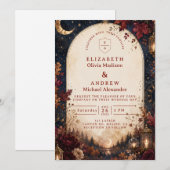 Invitation Mariage Automnal Céleste Fantaisiste (Devant / Derrière)