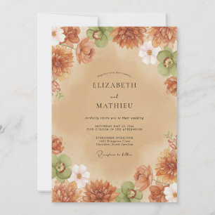 Invitation Mariage Automnal Chaleureux en Terracotta