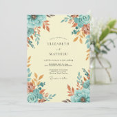 Invitation Mariage Automnal Chaud et Turquoise (Debout devant)