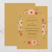 Invitation Mariage Automnal Chaud Ocre (Devant / Derrière)