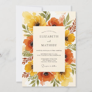 Invitation Mariage Automnal Chaud Orange Brûlé
