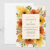 Invitation Mariage Automnal Chaud Orange Brûlé (Devant / Derrière)