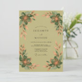 Invitation Mariage Automnal Chaud Vert Olive (Debout devant)