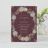 Invitation Mariage Automnal Classique Bordeaux (Debout devant)