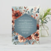 Invitation Mariage Automnal Cuivré Ardoise (Debout devant)