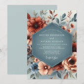 Invitation Mariage Automnal Cuivré Ardoise (Devant / Derrière)