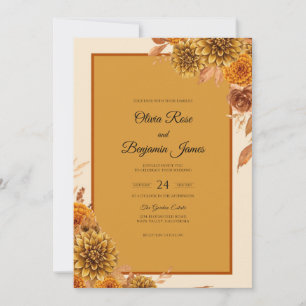 Invitation Mariage Automnal Dahlia Ambre Tropical