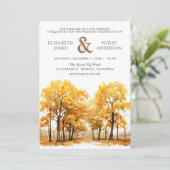 Invitation Mariage automnal de forêt de chênes Code QR (Debout devant)