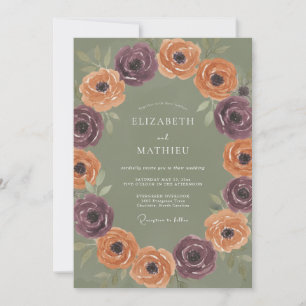 Invitation Mariage Automnal de Récolte Vert Sauge