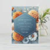 Invitation Mariage Automnal Denim Ambre (Debout devant)