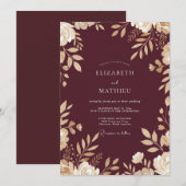 Invitation Mariage Automnal Distingué Bordeaux (Devant / Derrière)