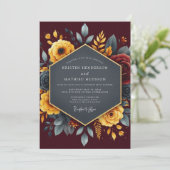 Invitation Mariage Automnal Distingué Bourgogne (Debout devant)