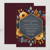 Invitation Mariage Automnal Distingué Bourgogne (Devant / Derrière)