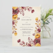 Invitation Mariage Automnal Doré Bourguignon (Debout devant)