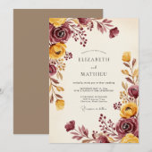 Invitation Mariage Automnal Doré Bourguignon (Devant / Derrière)
