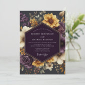 Invitation Mariage Automnal Doré et Améthyste (Debout devant)