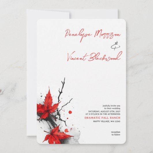 Invitation Mariage Automnal Dramatique (Devant)