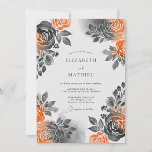 Invitation Mariage Automnal Dramatique Orange Brûlé