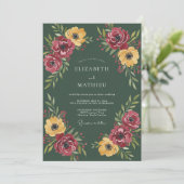 Invitation Mariage Automnal Dramatique Vert de Mousse (Debout devant)