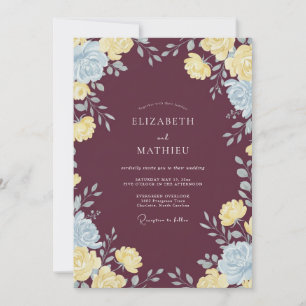 Invitation Mariage Automnal Éclatant Bordeaux