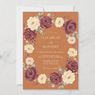 Invitation Mariage Automnal Élégant en Terracotta