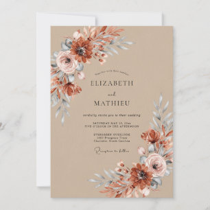 Invitation Mariage Automnal Élégant en Terracotta