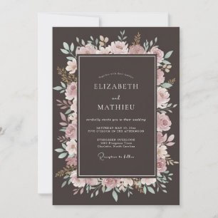 Invitation Mariage Automnal Élégant Espresso