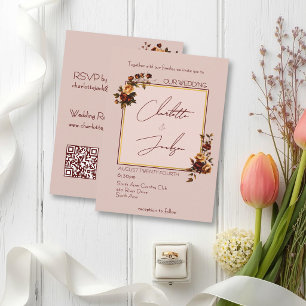 Invitation Mariage Automnal Élégant et Romantique aux Roses R