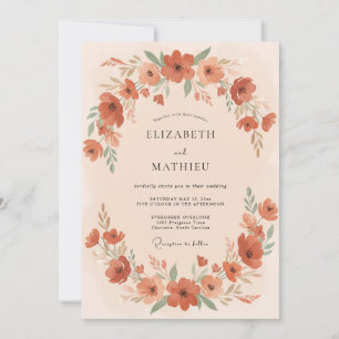 Invitation Mariage Automnal en Terracotta Fantaisiste