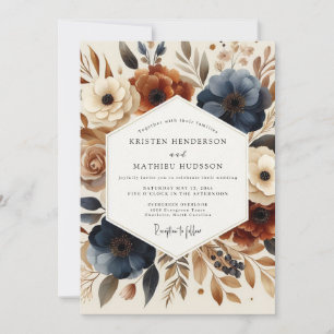 Invitation Mariage Automnal en Terre Cuite Ardoise
