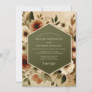 Invitation Mariage Automnal en Terre Cuite et Olive