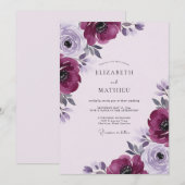 Invitation Mariage Automnal Ethéré au Plum (Devant / Derrière)