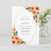Invitation Mariage Automnal Éthéré Orange (Debout devant)