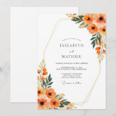 Invitation Mariage Automnal Éthéré Orange (Devant / Derrière)