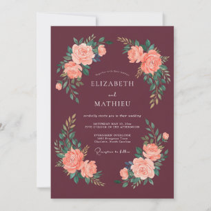 Invitation Mariage Automnal Exquis Bordeaux