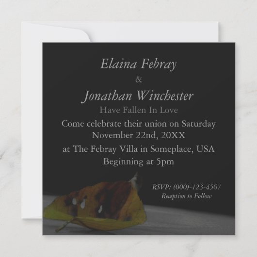 Invitation Mariage Automnal Feuille Tombée (Devant)