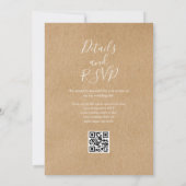 Invitation Mariage automnal Floral Kraft Rustique Code QR (Dos)