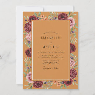 Invitation Mariage Automnal Floral Terreux Bourgogne