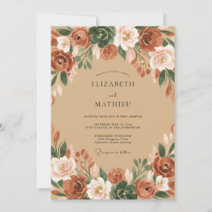 Invitation Mariage Automnal Flourissant Rouille