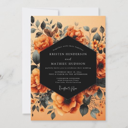 Invitation Mariage Automnal Indigo Rouille (Devant)